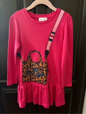 Marc Jacobs Pink Long-Sleeve Dress with Leopard Tote Graphic